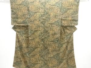 未使用品　波に草葉模様小紋着物